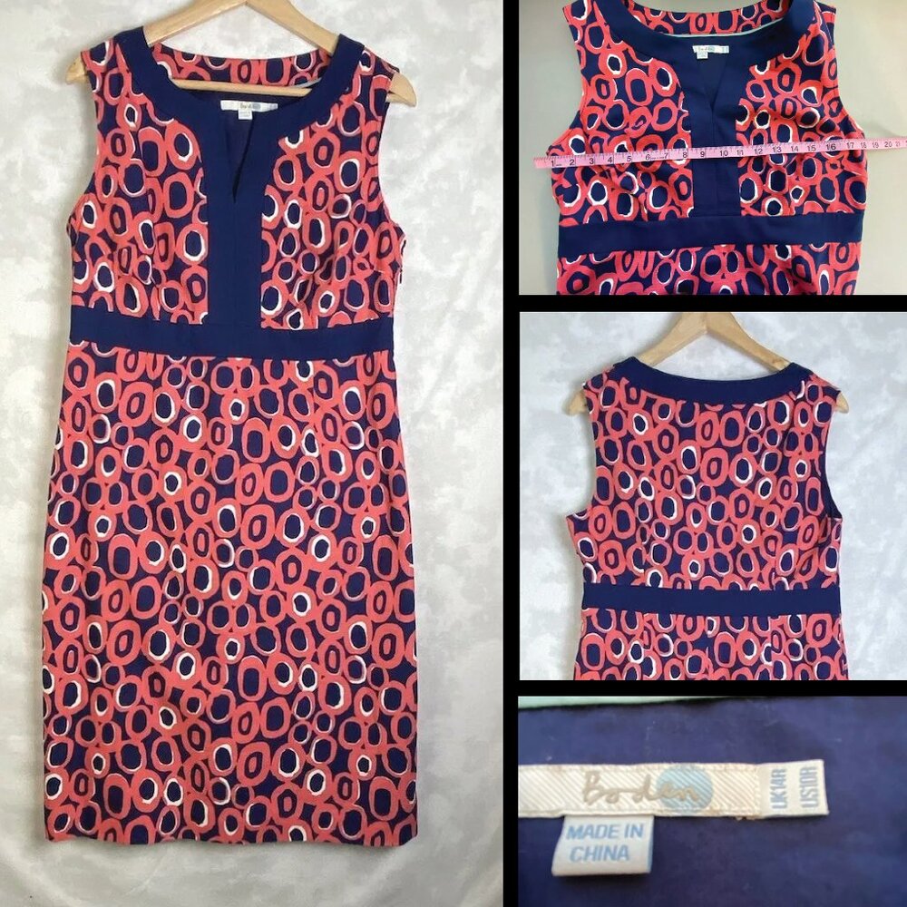 Boden Notch-Neck Dress - 100% cotton, flattering fit.